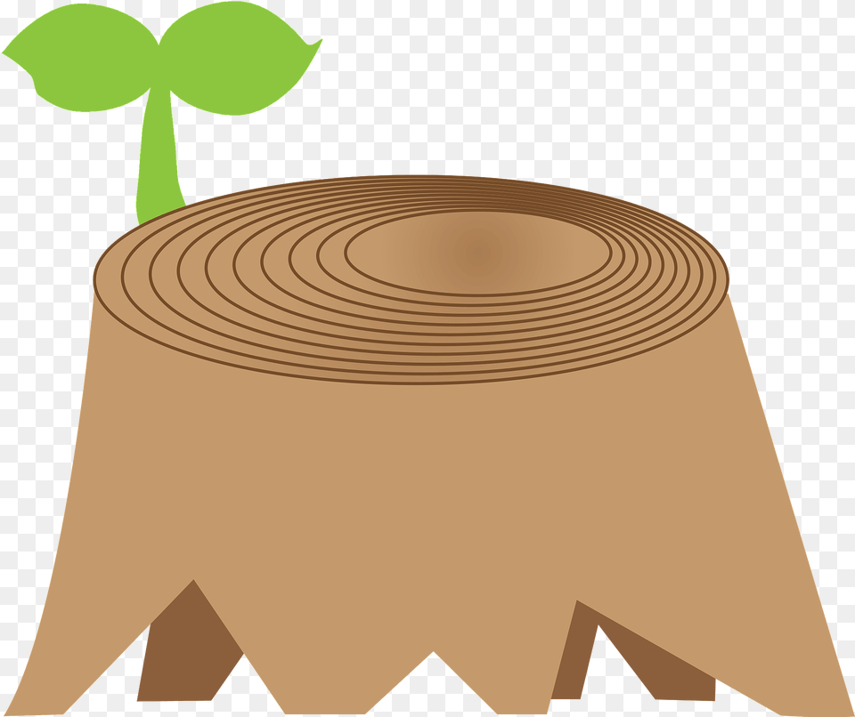 Plant Is Sprouting Out Of A Tree Stump Clipart, Wood, Tree Stump, Plywood Free Png Download