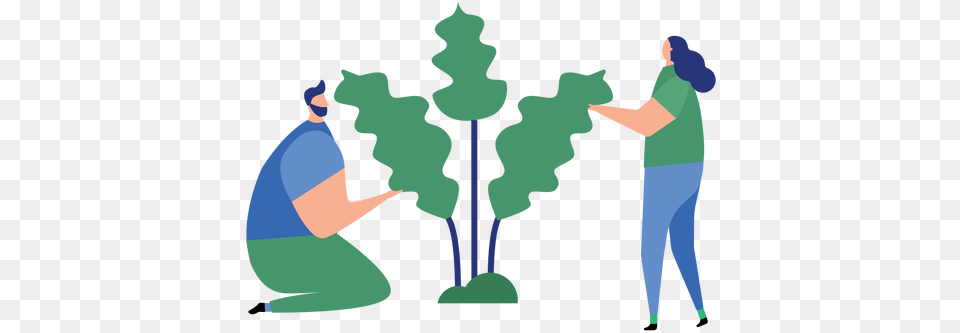 Plant Man Woman Tree Leaf Flat Person Planting A Tree Vector, Adult, Female, Face, Head Png Image