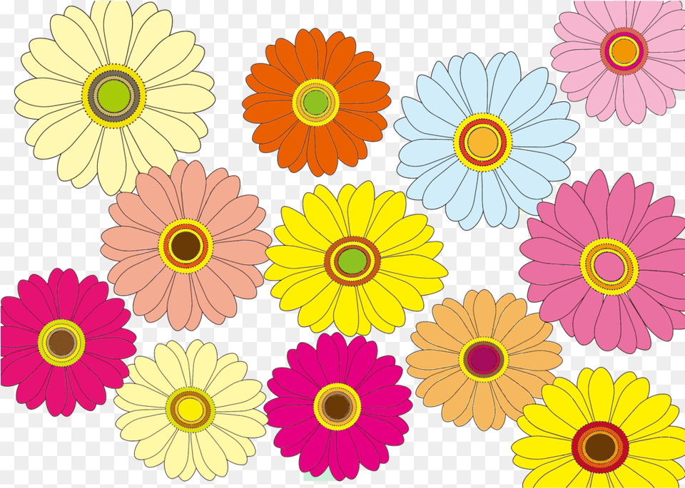 Plantflowerchamomile Clipart Royalty Svg Multicolor Flower Cartoon, Daisy, Plant, Anemone Free Png Download