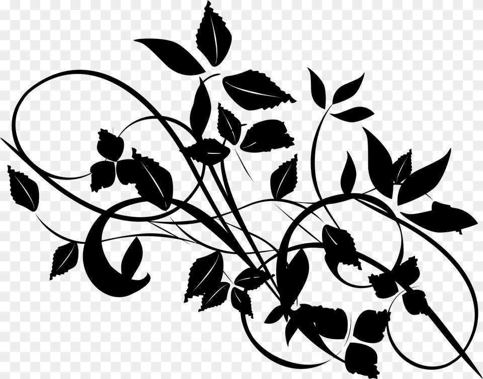 Plantflowerleaf Leaves And Branches Silhouette, Gray Png Image