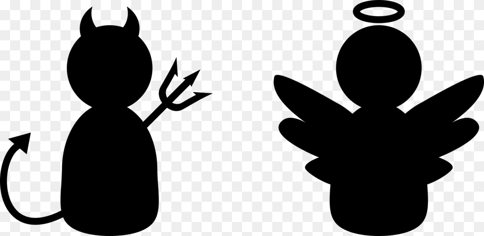 Plantflowersilhouette Angel And Devil Clipart, Gray Png Image