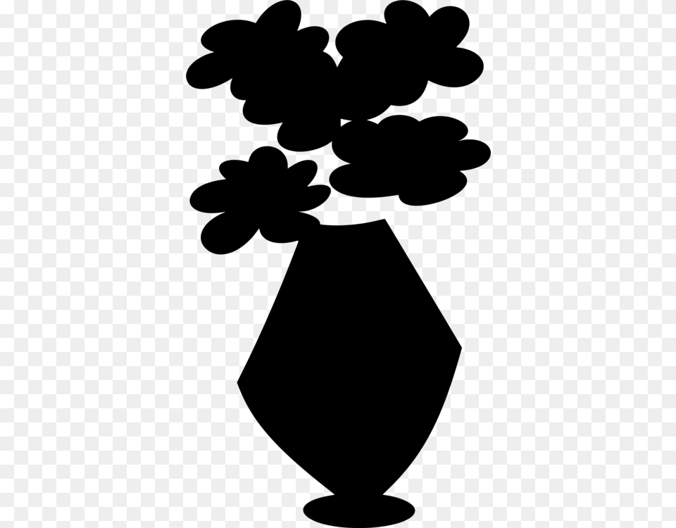 Plantflowersilhouette Flowers In Vase Silhouette, Gray Free Png Download