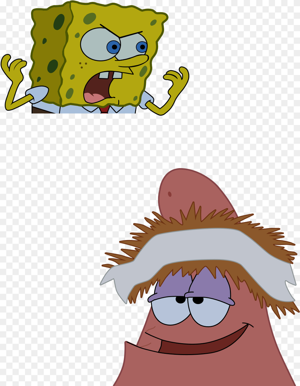 Plantilla De Patricio Ests Loco Bob Esponja Con Pelo De Arenita, Cartoon, Animal, Fish, Sea Life Free Png