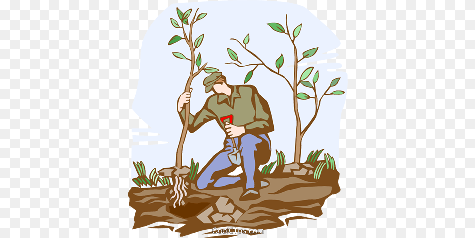 Planting Trees Royalty Vector Clip Art Illustration Plant A Tree Vector, Baby, Photography, Person, Outdoors Free Png