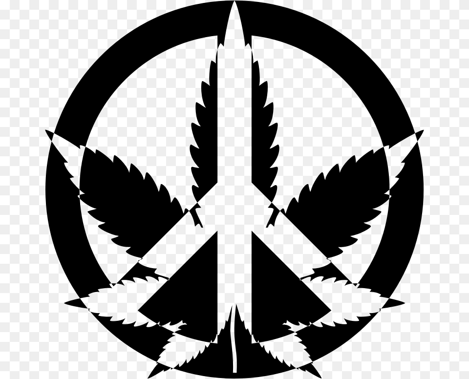 Plantleafsymmetry Peace Weed, Gray Png