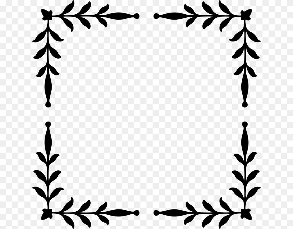 Plantleafvascular Plant Corner Decorative Clip Art, Gray Png