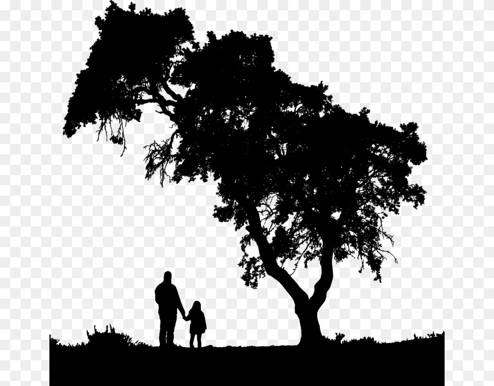 Plantpeople In Naturesilhouette Outline Father And Daughter Silhouette, Gray Png Image