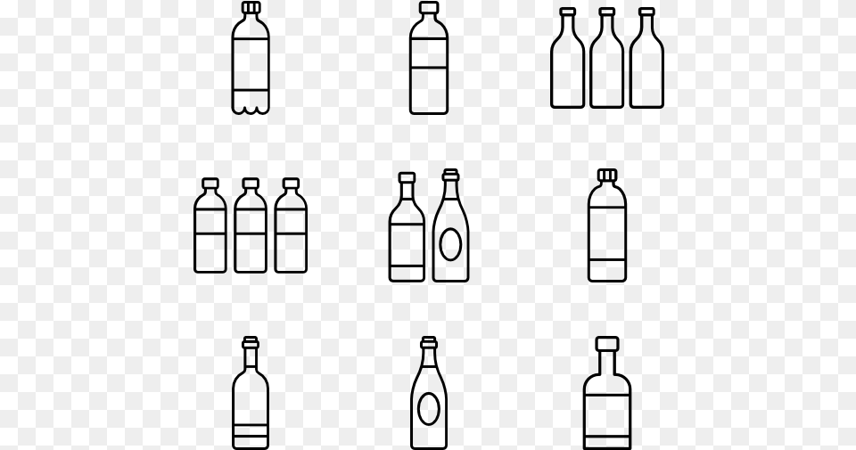 Plastic Bottle Line Icon, Gray Png