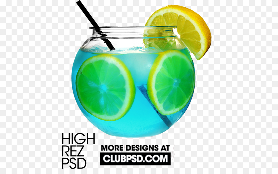 Plastic Fish Bowl For Cocktails, Beverage, Lemonade, Alcohol, Plant Png Image