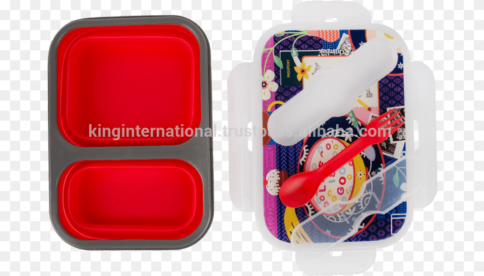 Plastic School Lunch Box For Kids With Printed, Cutlery, Food, Meal, Spoon Png Image