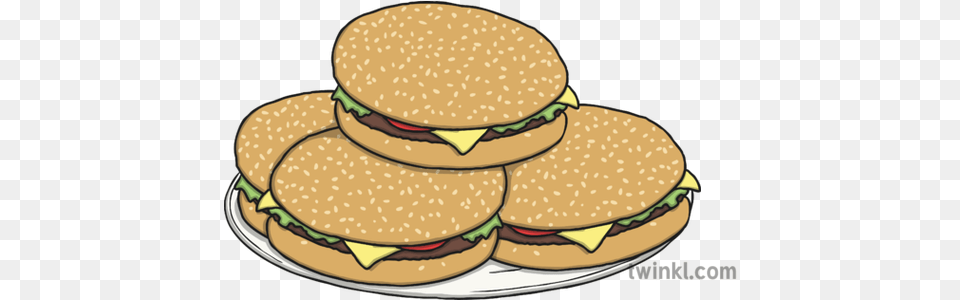 Plate Of Hamburgers Illustration Plate Of Hamburgers, Burger, Food Free Transparent Png