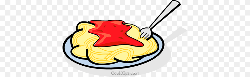Plate Of Spaghetti Royalty Free Vector Clip Art Illustration, Cutlery, Fork, Cream, Dessert Png Image