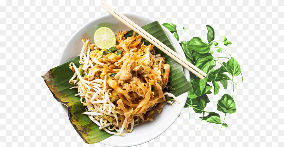 Plate Pad Thai Street Food Food Styling, Noodle, Cutlery, Spoon, Dining Table Free Png