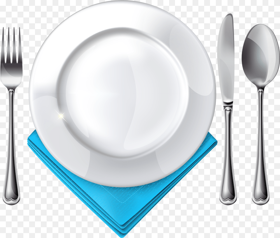 Plate Spoon Knife Fork And Blue Napkin Clipart Free Transparent Png