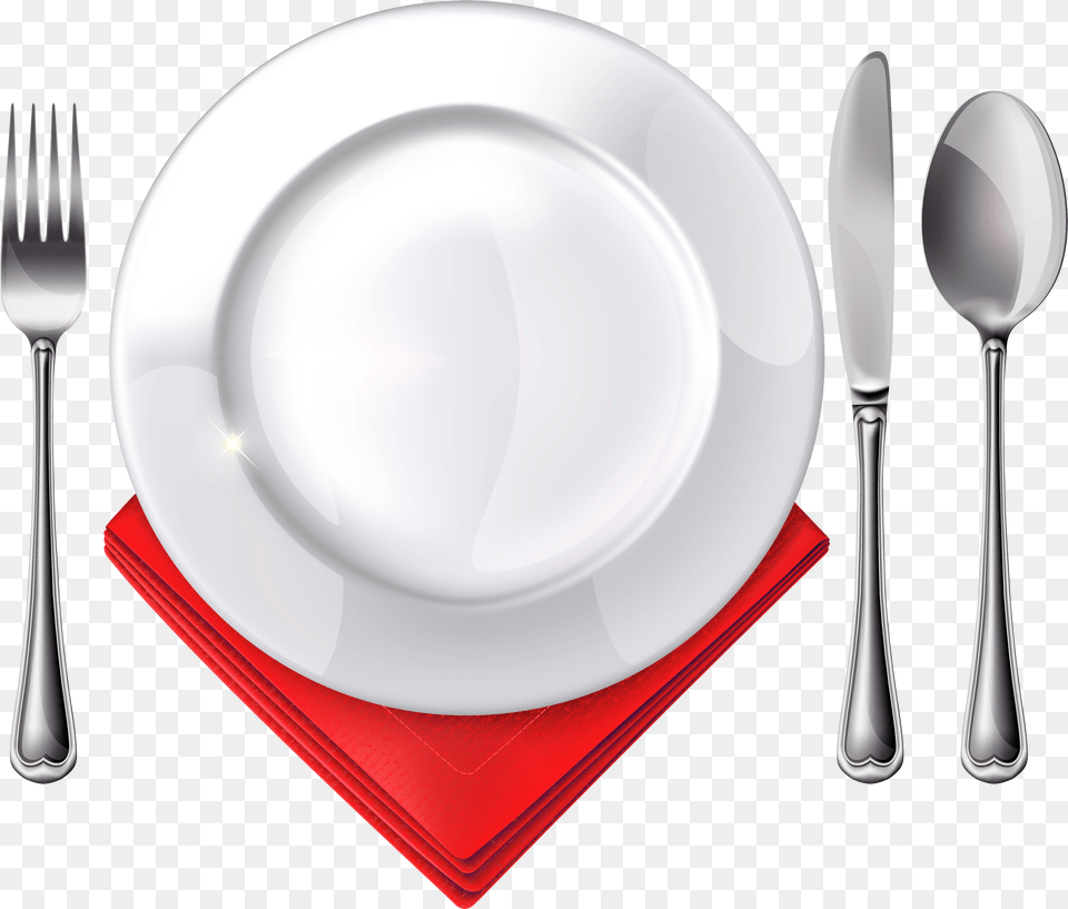 Plate Spoon Knife Fork And Red Napkin Fork Spoon Knife Plate Free Png Download