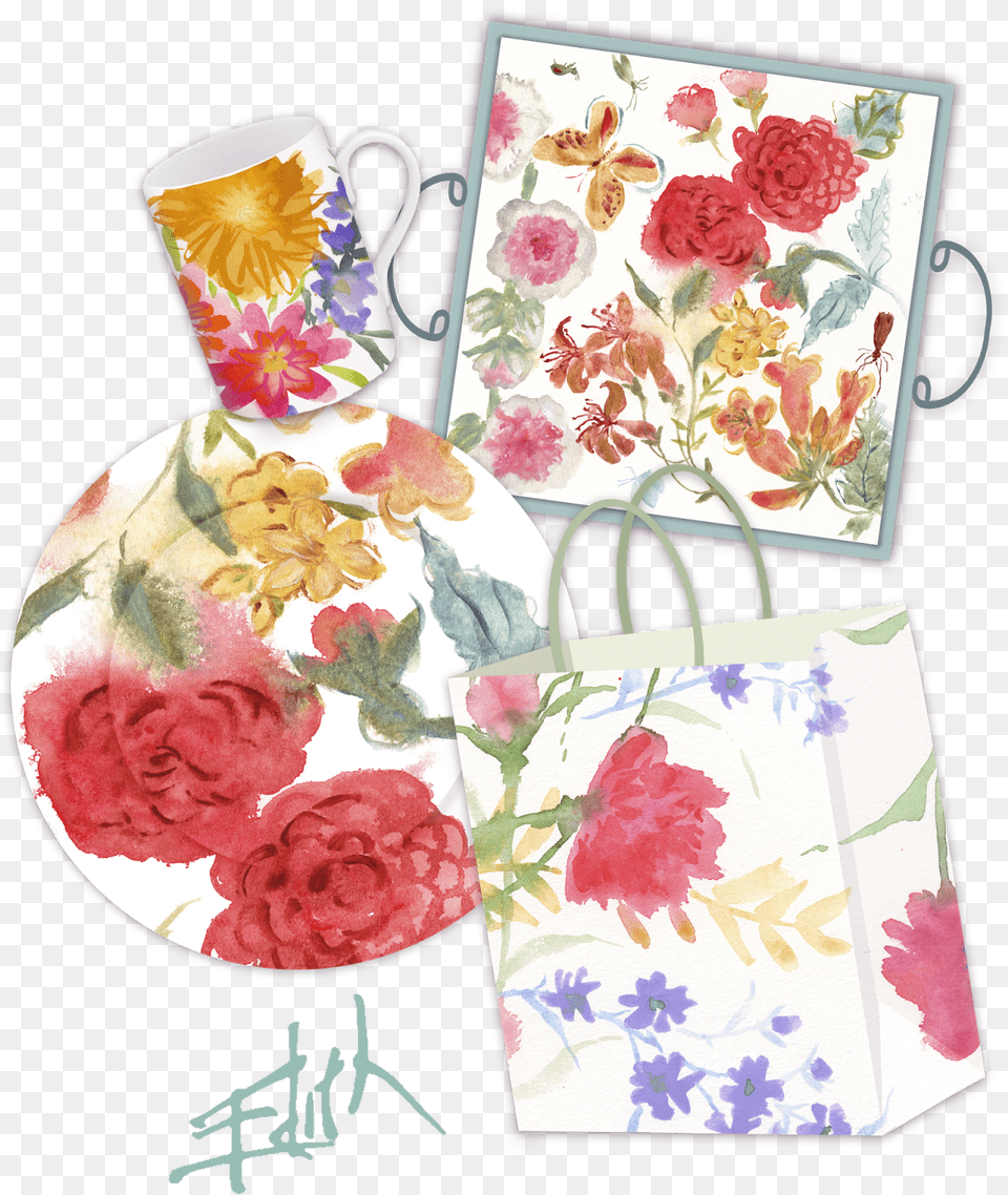 Plate Tray Mug Ff1664 Gift Bag Peony, Cup, Rose, Plant, Flower Png