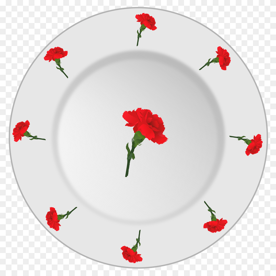 Plate With Carnation Pattern Icons, Pottery, Meal, Food, Flower Free Png