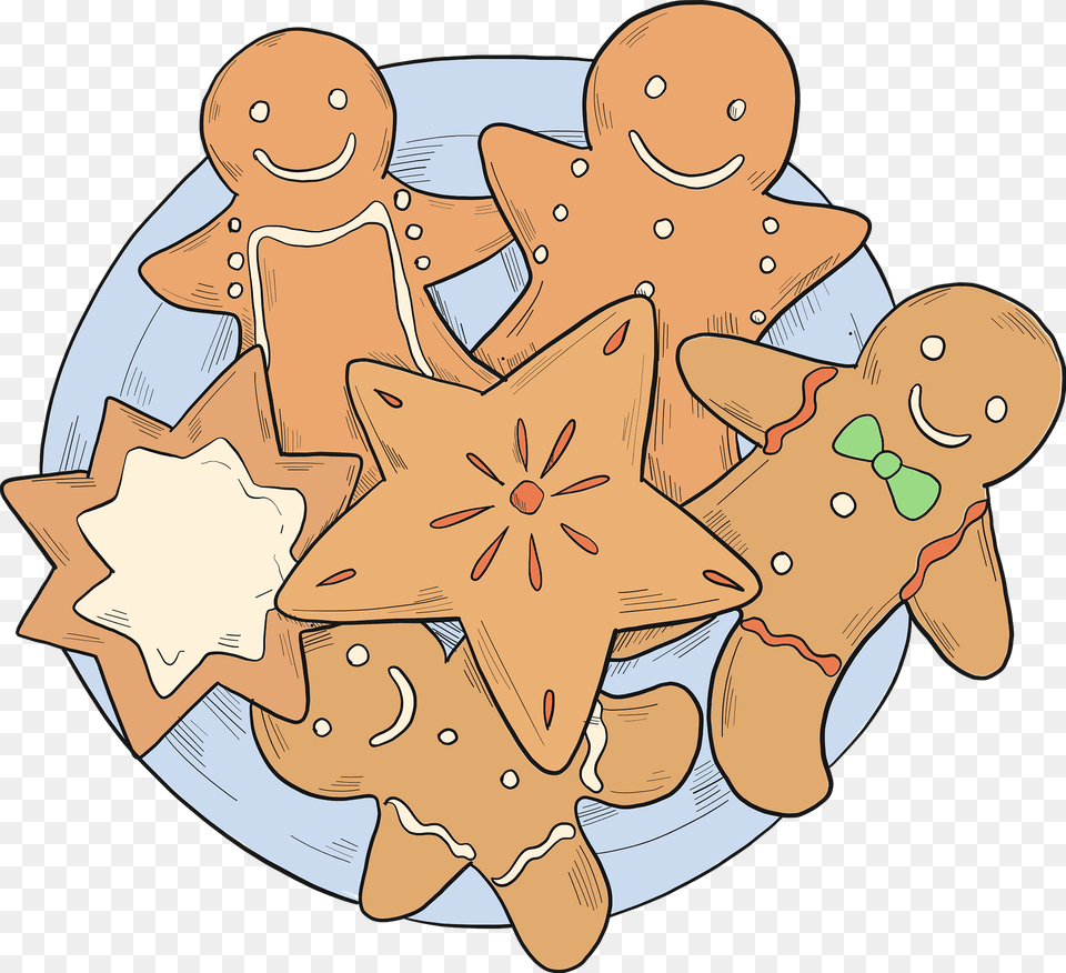 Plate With Gingerbread Clipart, Cookie, Food, Sweets, Animal Free Png