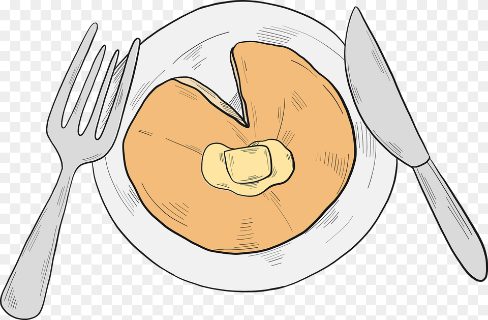 Plate With Pancake Clipart, Cutlery, Fork, Bread, Food Free Transparent Png