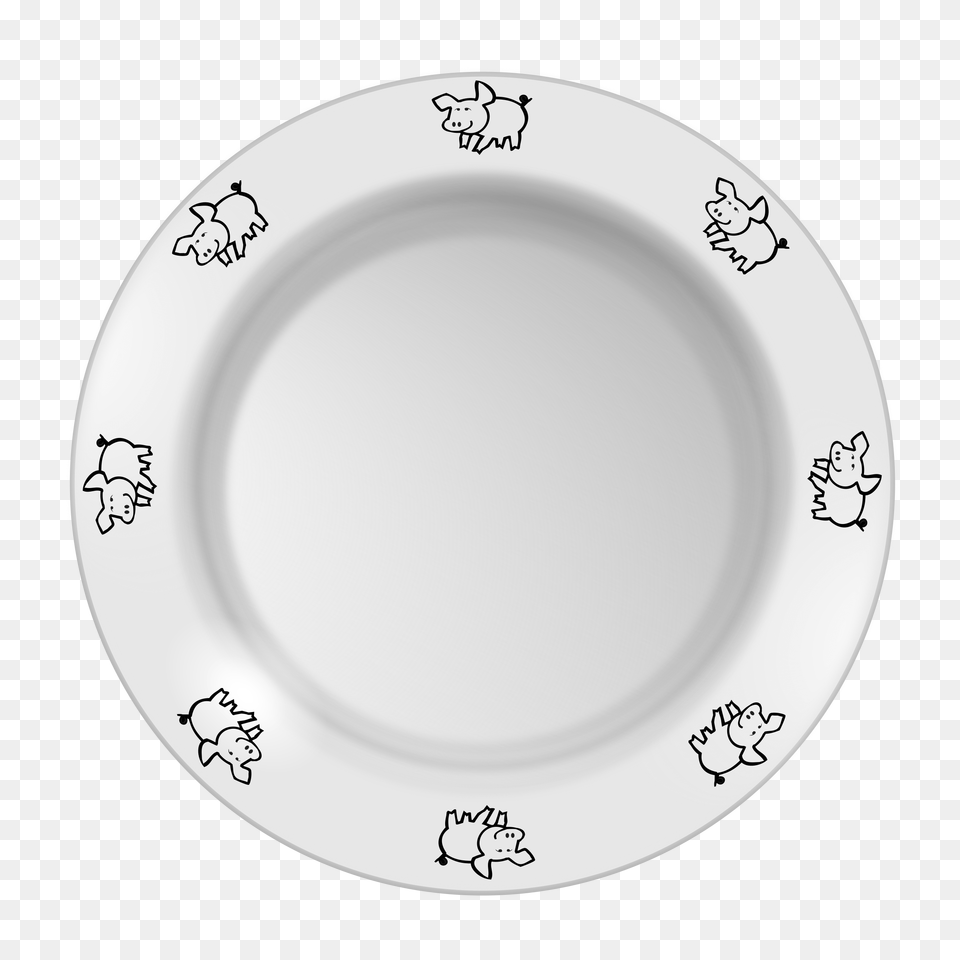 Plate With Pig Pattern Icons, Art, Dish, Food, Meal Free Png