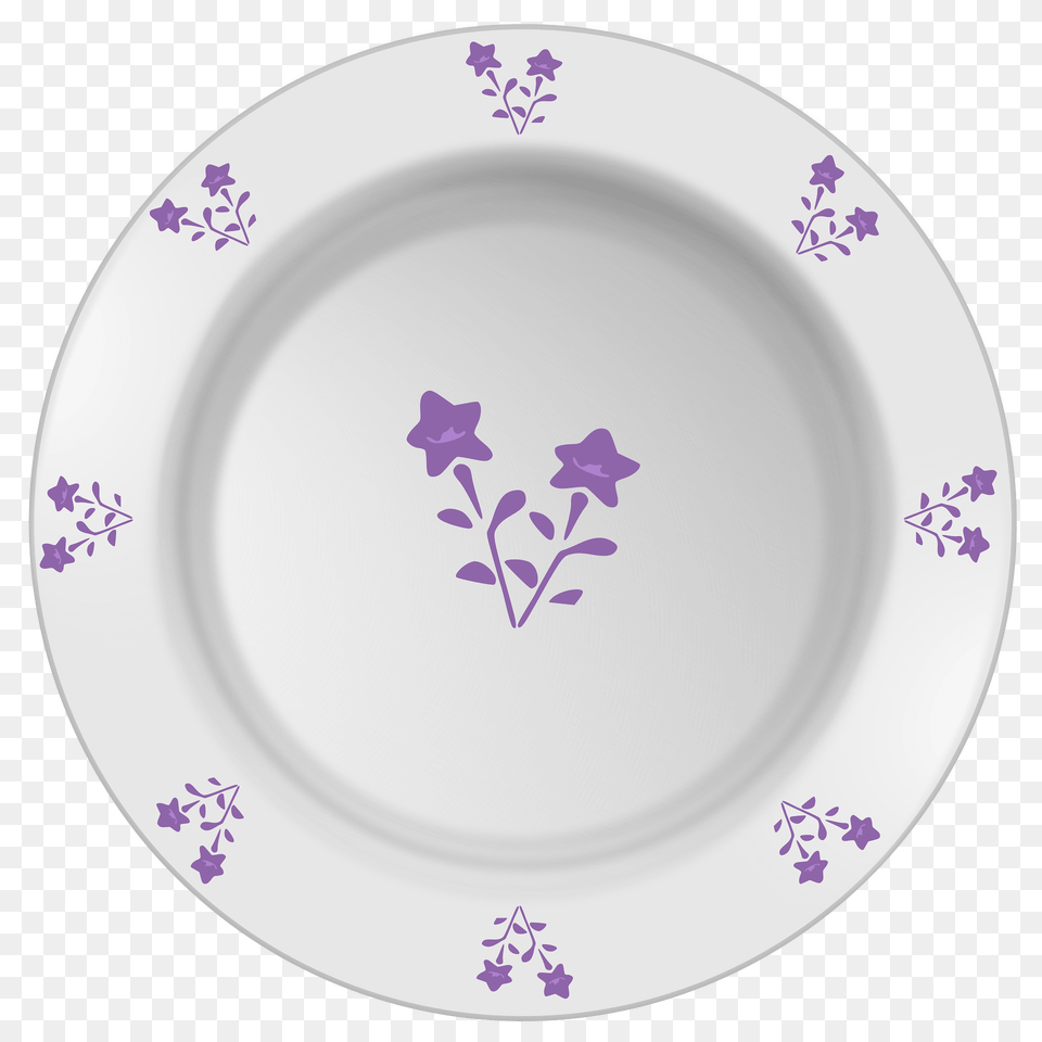 Plate With Purple Flower Pattern Clipart, Art, Dish, Food, Meal Png Image