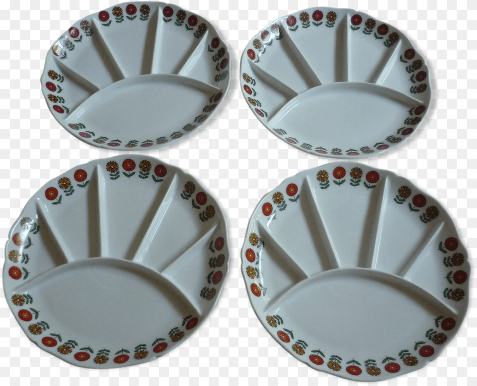 Plates With Compartments Flowers Vintage Porcelain, Art, Dish, Food, Meal Free Transparent Png