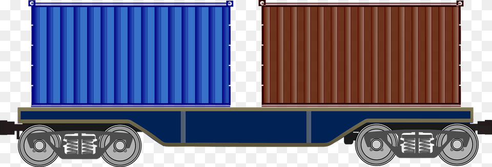 Platform Train Car With Two Boxes Clipart, Shipping Container, Machine, Wheel, Bulldozer Free Png