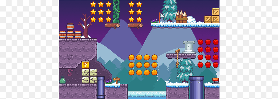 Platformer Snowy Level Free Png