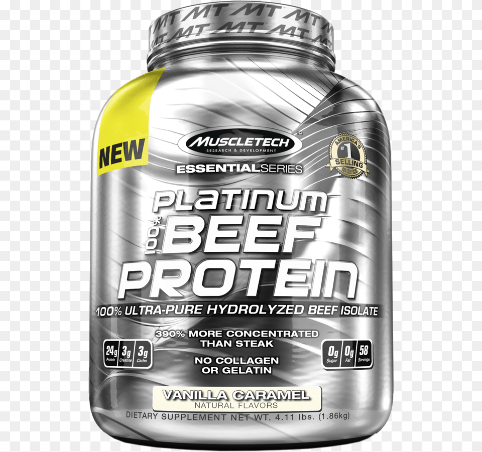 Platinum 100 Beef Protein Isolate Muscletech Platinum 100 Beef Protein, Can, Tin Png Image