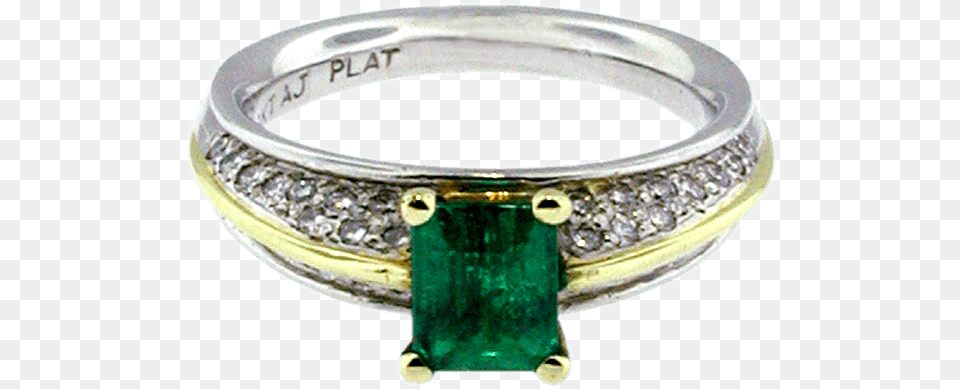 Platinum And 18k Gold Contemporary Emerald Ring Engagement Ring, Accessories, Gemstone, Jewelry Free Png