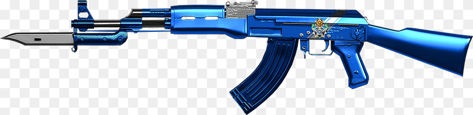 Platinum Blue Ak 47 Knife Knife On Assault Rifle, Firearm, Gun, Weapon Png