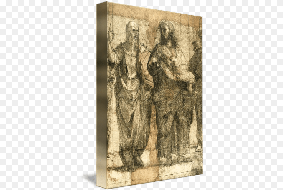 Platon And Aristotle By Carving, Archaeology, Art, Painting, Adult Png Image