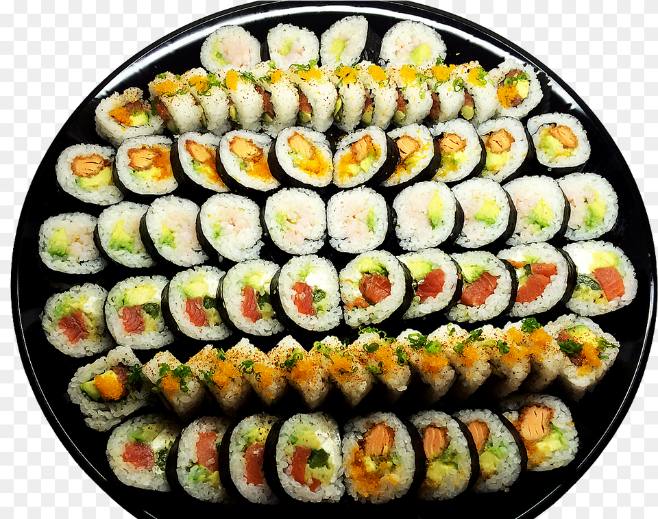 Platter Sushi Rolls On The Menu, Dish, Food, Meal, Food Presentation Png Image