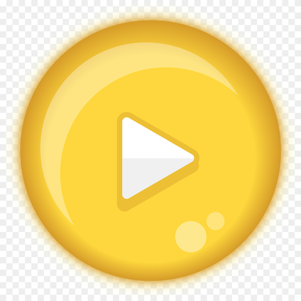 Play Button Yellow Audio Media Player Icon Circle, Plate, Gold, Triangle Free Transparent Png