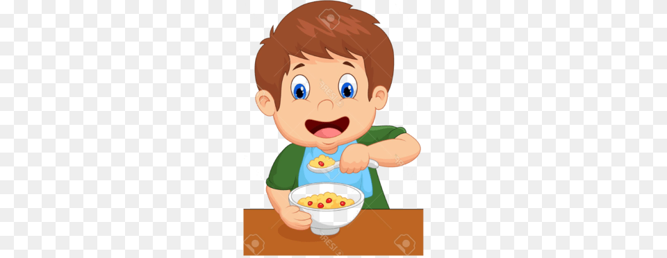 Play Clipart Full Breakfast Eating Eating Breakfast Cartoon, Bowl, Cutlery, Photography, Baby Free Png