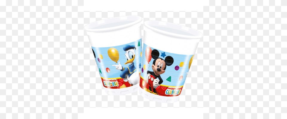 Play Full Micky Party Plastic Cups 8 Disney Mickey Mouse Clubhouse Party Plastic Cups, Cup, Dessert, Food, Yogurt Free Transparent Png