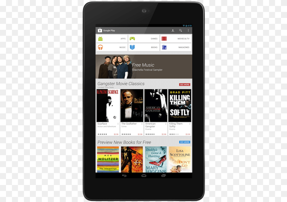 Play Home Tablet Google Play Layout In Tablet, Computer, Electronics, Adult, Tablet Computer Free Transparent Png