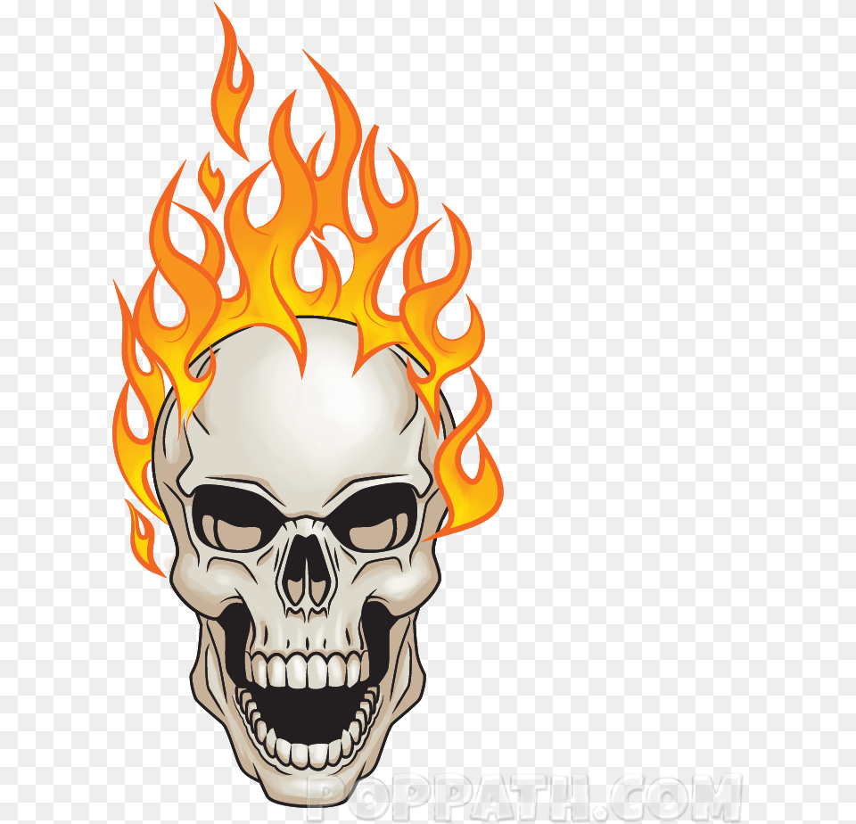 Play Slideshow Flaming Skull Transparent, Face, Head, Person, Fire Free Png Download