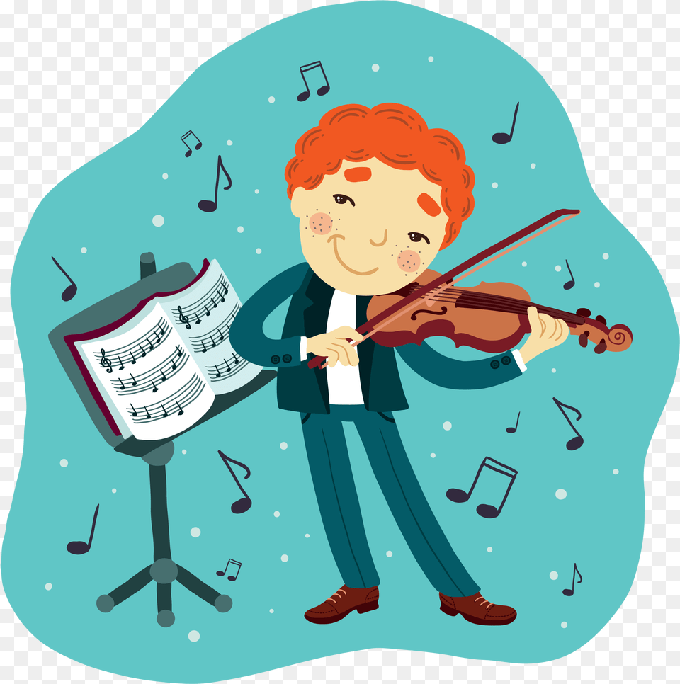 Play Violin Cartoon, Baby, Musical Instrument, Person, Face Free Png Download
