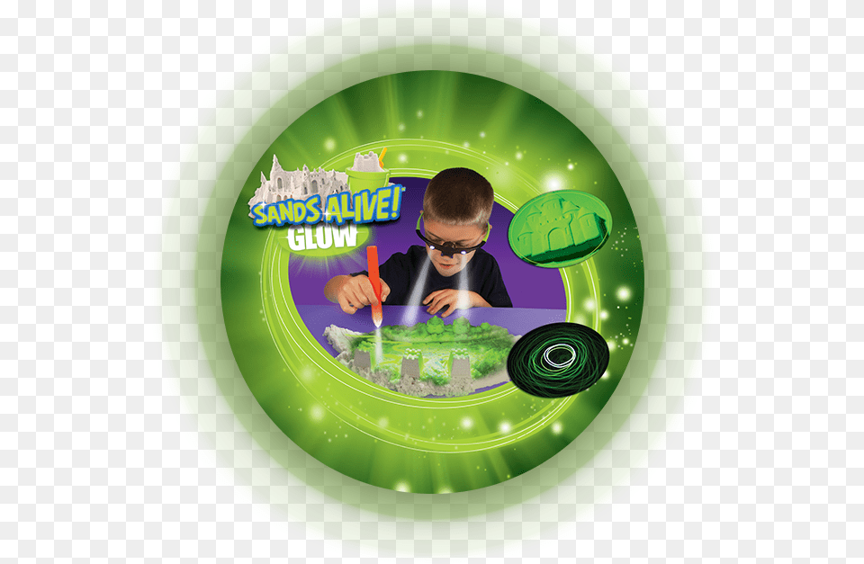 Play With The Sand As You Would Normally In Natural Sands Alive Glow Starter Set By Sands Alive, Green, Boy, Child, Male Free Png Download
