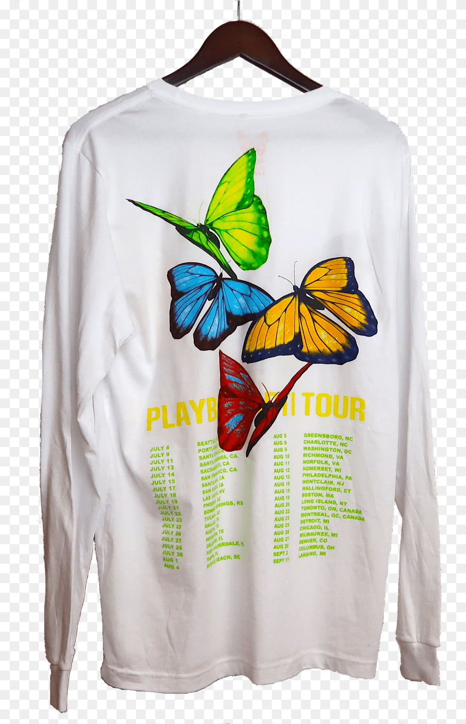 Playboi Carti Butterfly Long Sleeve Playboi Carti Butterfly Shirt, Clothing, Long Sleeve, T-shirt Free Png