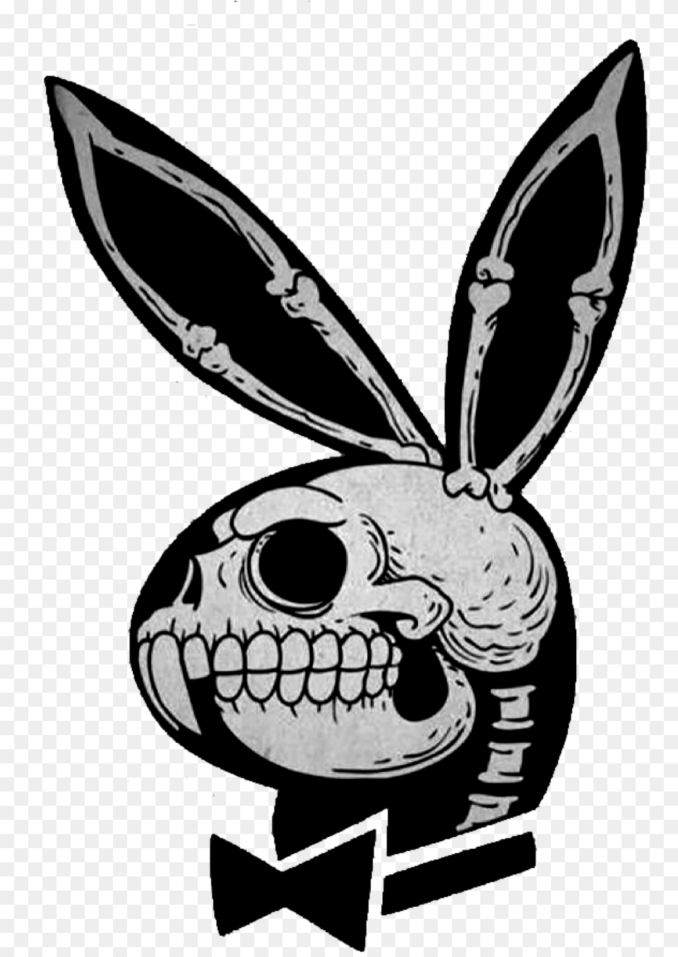 Playboy Skeleton Playboyskeleton Playboybunny Bunny Playboy Bunny Chicano Tattoo, Stencil, Bow, Weapon, Animal Free Png Download