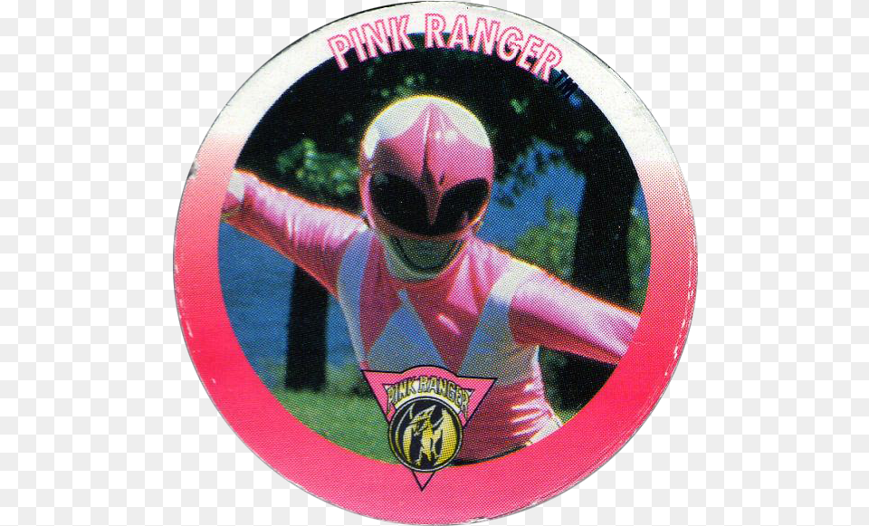 Players Biscuits Power Rangers Pink Ranger Pink Power Ranger Round, Sticker, Person, Logo, Badge Png
