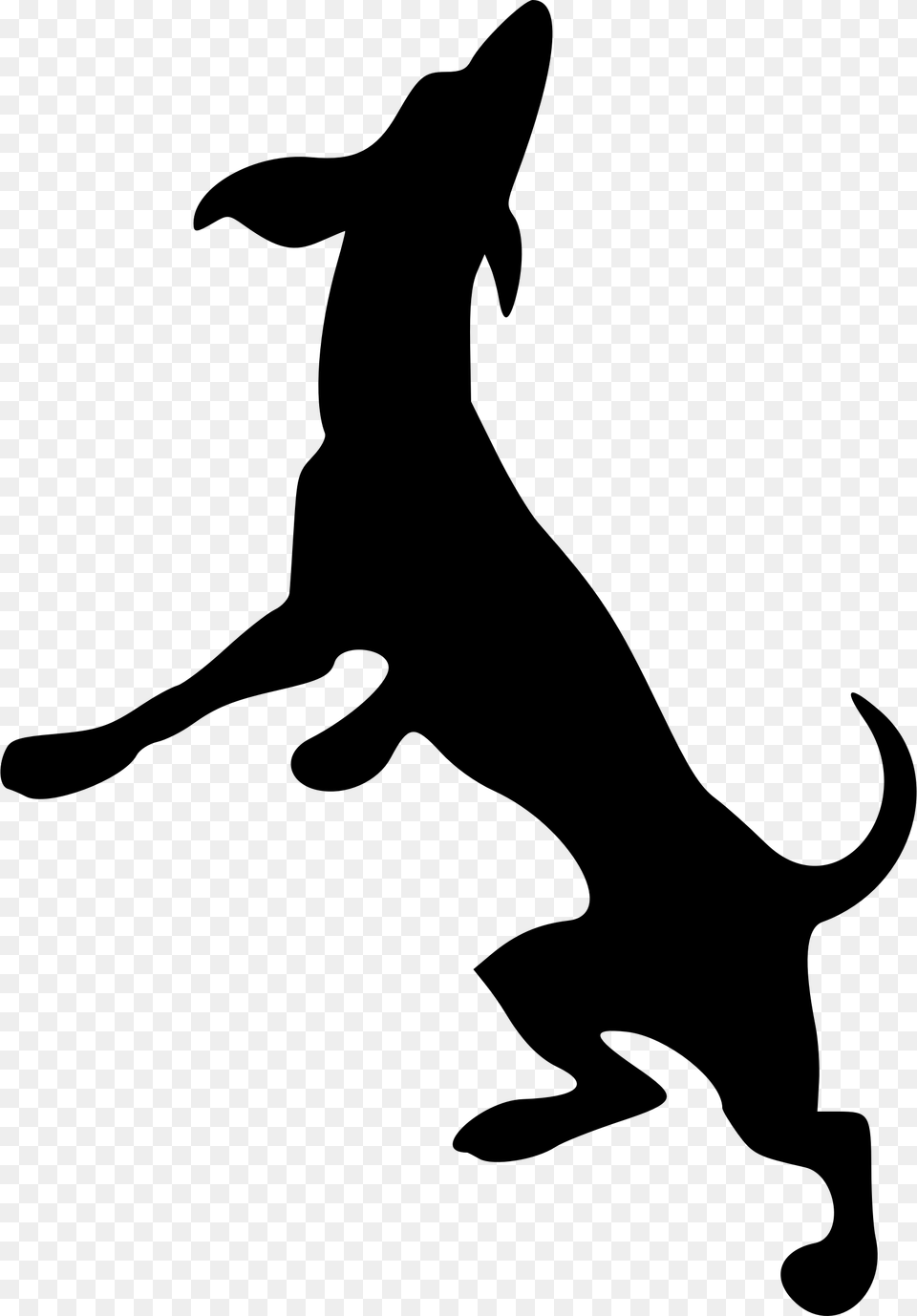 Playful Dog Silhouette Vector Clipart Gray Png Image