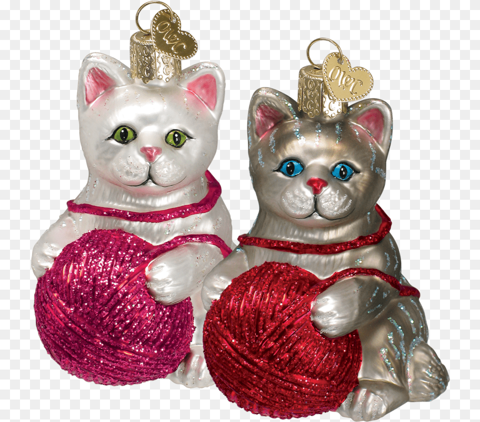 Playful Kitten W Yarn Ball Christmas Ornament, Accessories, Pet, Mammal, Toy Free Transparent Png