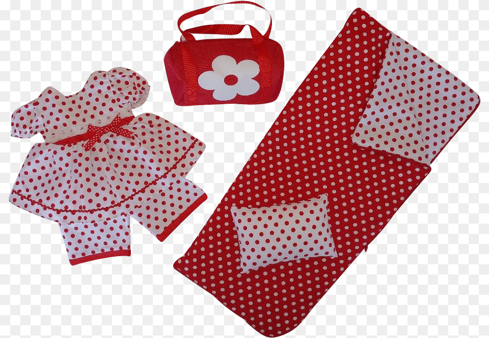 Playful Polka Dot Sleeping Bag Camping Set Fits American Doll, Accessories, Handbag, Pattern Png Image