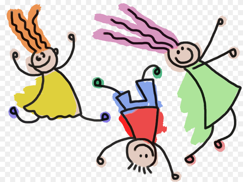 Playful Stick Figure Kids Clipart Png Image