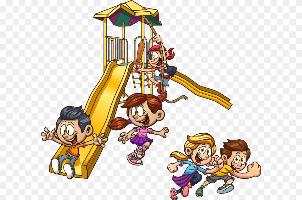 Playground Slide Child Clip Art Cartoon Kids Playing, Play Area, Outdoor Play Area, Outdoors, Baby Free Transparent Png