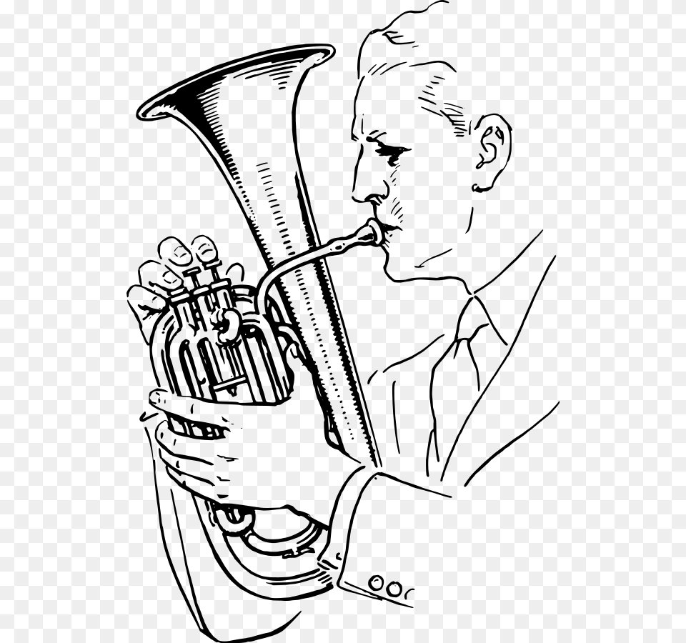 Playing Alto Horn, Gray Free Png Download