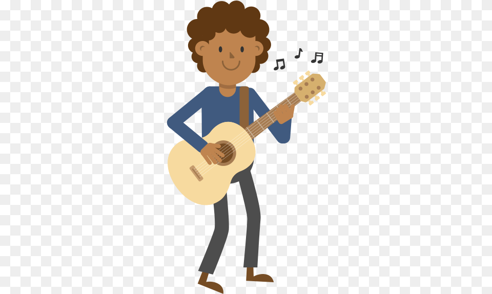 Playing An Instrument Cartoon, Guitar, Musical Instrument, Person, Face Free Transparent Png